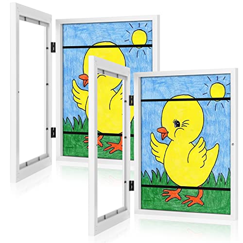 [2-Pack] Kids Art Frames, 8.5x11 Front Opening Kids Artwork Frames Changeable, White Artwork Display Storage Frame for Wall, Holds 50 Pcs, for 3D Picture, Crafts, Hanging Art, Portfolio - color: White, size: 8.5x11"
