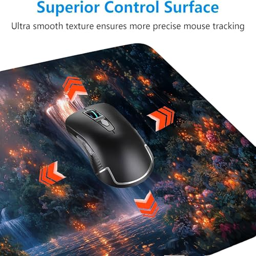Deer Desk Mat Gaming Mouse Pad 31.5 x 11.8 Inch Nature Forest Waterfall Dreamy Landscape Mousepad XL Large Gaming Mouse Pad Laptop Keyboard Mat Desk Pad Office Computer Keyboard Laptop Home - color: Deer, size: 11.8W x 31.5L inches