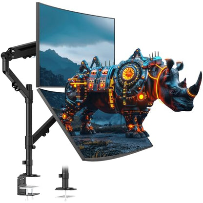Dual Monitor Mount for 17 to 40 inches, Holds up to 26.4 lbs, Monitor Desk Arms for 2 Monitors Vertical/Parallel Placement, with Clamp/Grommet Base, VESA Mount 75/100 mm