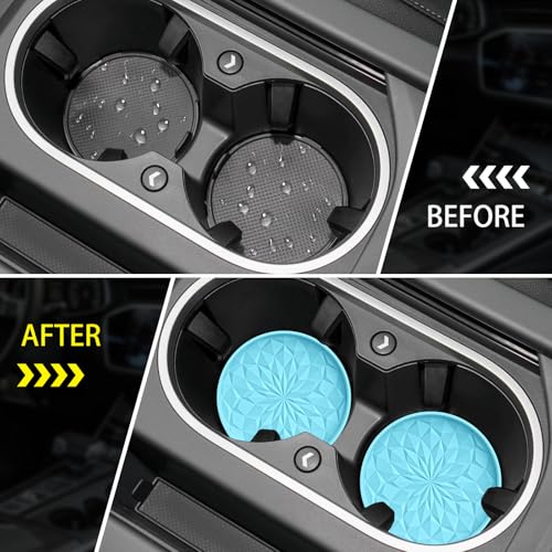 ME.FAN Car Coasters for Cup Holders [4 Pack] - 2.75In Silicone Auto Mug Mats - Universal Non-Slip Recessed Car Interior AccessoriesSky Blue - color: 4pack-sky Blue