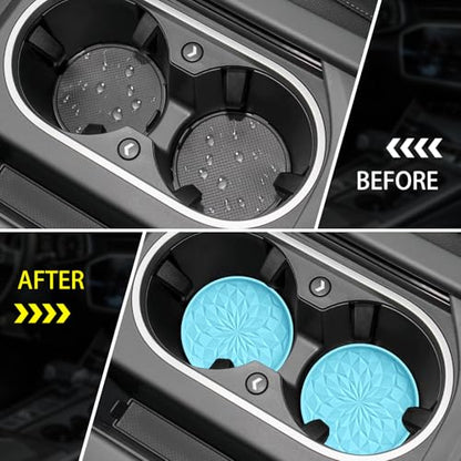 ME.FAN Car Coasters for Cup Holders [4 Pack] - 2.75In Silicone Auto Mug Mats - Universal Non-Slip Recessed Car Interior AccessoriesSky Blue - color: 4pack-sky Blue
