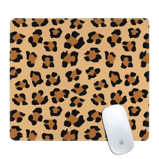 Skinit Small Gaming Mouse Pad - Leopard Spots Print Design with Stitched Edges, Waterproof, Non-Slip Rubber Base, Desk Mat for Keyboard & Mouse, 12.6" x 11" inches - color: Brown - PTTRNS08, size: 12.6" x 11"