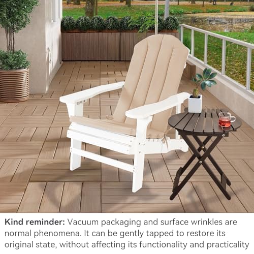 Adirondack Chair Cushion Set of 2 Indoor Outdoor Furniture Cushions Rocking Chair Cushions with Straps Replacement Folding Patio Chair Pad,19.7x18.9x1.5 Inch（Khaki） - color: Khaki