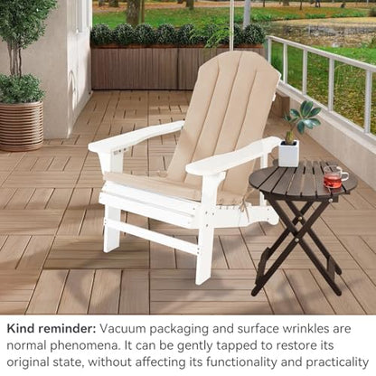 Adirondack Chair Cushion Set of 2 Indoor Outdoor Furniture Cushions Rocking Chair Cushions with Straps Replacement Folding Patio Chair Pad,19.7x18.9x1.5 Inch（Khaki） - color: Khaki
