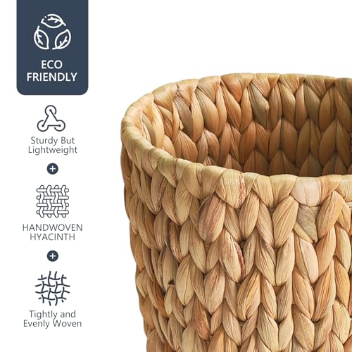 Coeusy Wicker Trash Can,Small Bathroom Trash Can,Water Hyacinth Wicker Waste Basket for Bathroom,Boho Waste Basket for Bedroom,Home Office,Compact Spaces(2 Gallon Round) - size: 2 Gallon