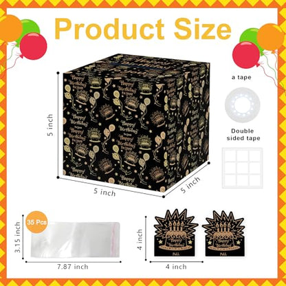 Black Gold Surprise Birthday Gift Set, Birthday Surprise Box for Women, Happy Birthday Box for Cash Gift - Fun and Loving Way Gift - color: Balck Gold