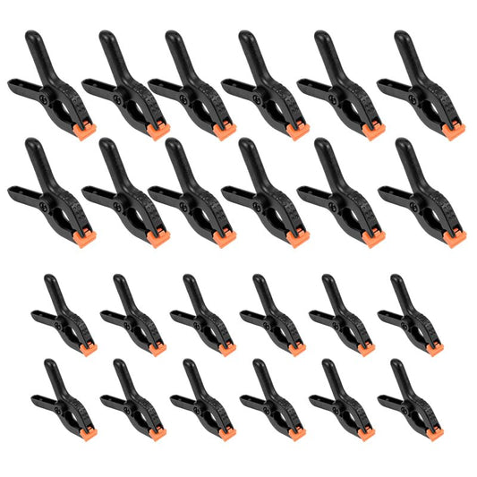 24-Pack Black Plastic Spring Clamps – Anti-Slip Balloon Arch & Backdrop Clips, Heavy-Duty Photo Prop Clamps in Two Sizes