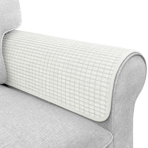 Couch Arm Covers, Sofa Arm Covers, Waterproof Armrest Cover for Sofa, Armchair, Loveseat, Headrest Cover, Non-Slip Recliner Arm Cover, Arm Chair Covers Set of 2 (Cream, 23"×19") - color: Cream, size: 23" x 19" - 2 pcs