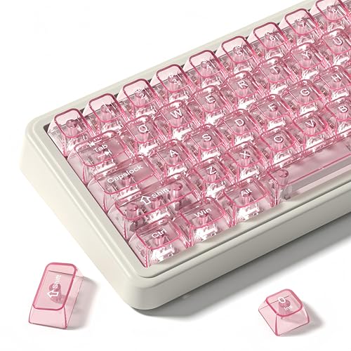 dagaladoo Clear keycaps,Transparent Keyboard keycaps,Jelly Key caps Set,Shine Through keycap，MDA Profile Keyboard caps for Mx Switches Mechanical Keyboard(Pink) - color: Pink