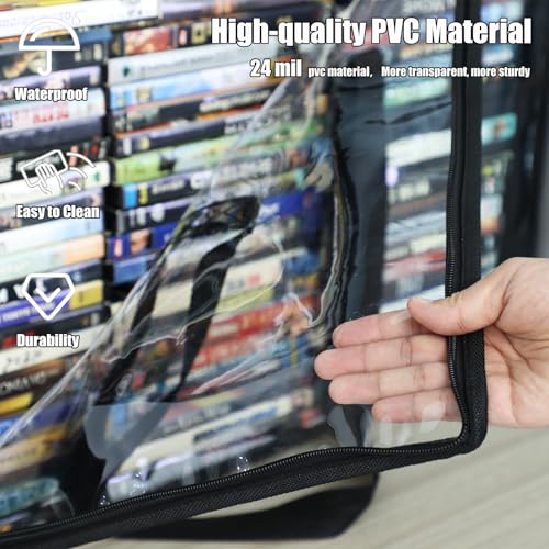 DVD Storage Bags 3 Pack, Updated Bigger Bags Holds 270 DVDs (90 Each), Clear Plastic Organizer with Reinforced Handles for Media, Quilt, Pillow & Clothes Storage - size: 3*Large Bags
