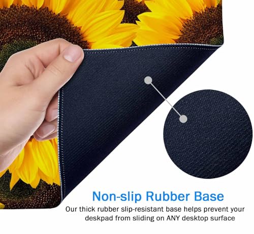 Mouse Pad Gaming, Large XXL Mouse Pads, Non-Slip Rubber Base Mousepad, Keyboard Mouse Mat Desk Pad with Stitched Edges, 31.5x11.8 inch Yellow Sunflower - color: Yellow Sunflower, size: 31.5L x 11.8W inches
