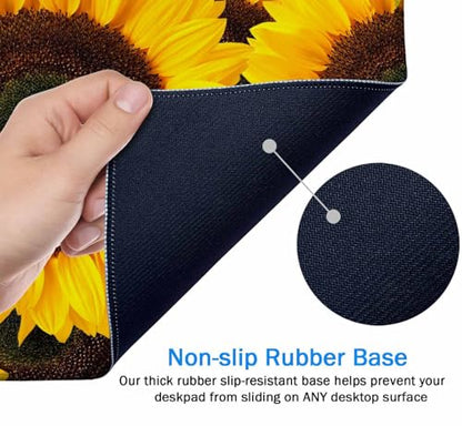 Mouse Pad Gaming, Large XXL Mouse Pads, Non-Slip Rubber Base Mousepad, Keyboard Mouse Mat Desk Pad with Stitched Edges, 31.5x11.8 inch Yellow Sunflower - color: Yellow Sunflower, size: 31.5L x 11.8W inches