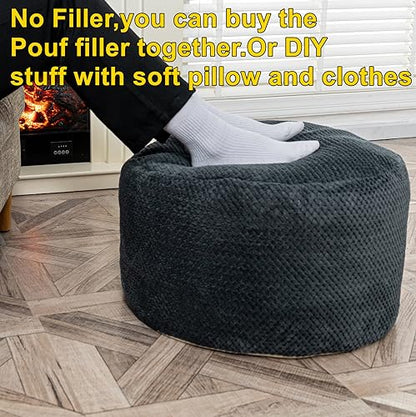 Asuprui Pouf Ottoman Unstuffed Ottoman Foot Rest No Filler Soft Foot Stool 20x20x12 Inches Fuzzy Chair Floor Pouf Chair with Storage for Living Room Bedroom Dark Gray - color: Dark Gray