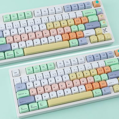 Tsungup MOA Keycaps,Clean & Minimal 130 Keys Magic Bean Custom Keycaps,PBT Cute Dye Sub Key Caps Keyboard Keycap Set for MX Switches Mechanical - color: White&Yellow