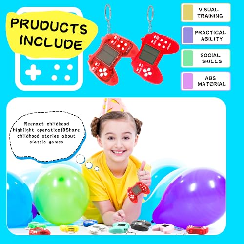 30 Pack Mini Video Game Keychain Small Game Keychains Bulk for Birthday School Party Gifts Goodie Bag Fillers (Color Style 2) - color: Color Style 2
