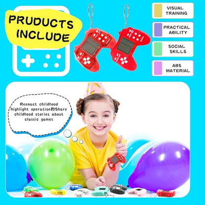 30 Pack Mini Video Game Keychain Small Game Keychains Bulk for Birthday School Party Gifts Goodie Bag Fillers (Color Style 2) - color: Color Style 2