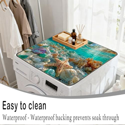 Nuxovilar Underwater Ocean Starfish Dryer Cover for the Top, Non-slip Washer & Dryer Protector, 23.62"x19.68" Dust-proof Washing Machine Mat, Diatom Mud Polyester Dryer Top Pad for Laundry Room - color: Yhd16881