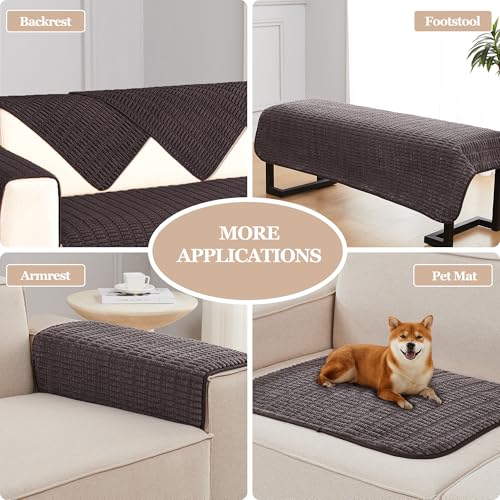 Sofa Armrest Cover Couch Arm Cover Armchair Covers, 2pcs Anti-Slip Couch Arm Protectors Sofa Arm Covers (Coffee, 18x22x2pcs) - color: Coffee, size: 18x22 inch (2 pcs)