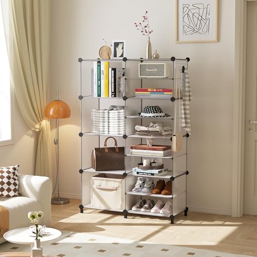 AWTATOS Closet Organizer 8 Cube Storage Shelves Clothes Organizers Closet Storage Stackable Cubby Shelving for Closet Bedroom Living Room Translucent - color: Translucent