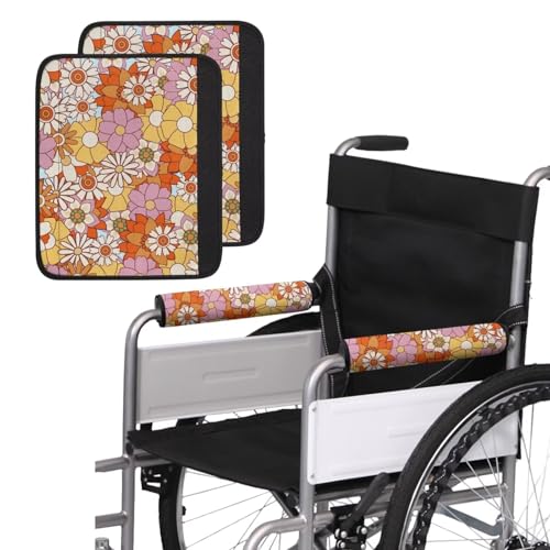 Wheelchair Armrest Pads Hippie Floral Wheelchair Accessories Chair Arm Pads Universal for Wheelchair Armrests Office Transport Chairs Scooters - color: Hippie Floral