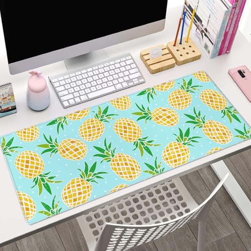 Pineapple Extended Big Mouse Pad Large,XL Gaming Mouse Pad Desk Pad,31.5x11.8inch Long Computer Keyboard Mouse Mat Mousepad with 3mm Non-Slip Base and Stitched Edge for Home Office Work - color: Pineapple