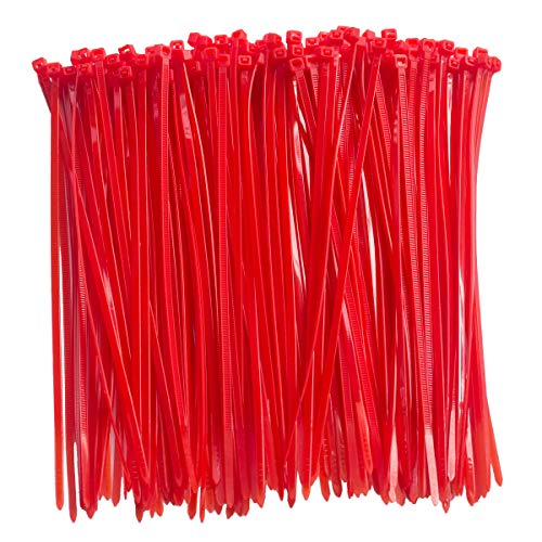 8 Inch Clear Zip Ties (Tying Length 6.7"), 300pcs Nylon Cable Ties,Heavy Duty Cord Strap RED - color: Red 300pcs, size: 8 inch