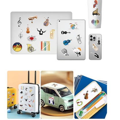 108PCS Orchestral Music Stickers, Vinyl Music Stickers for Water Bottle Laptop Luggage Guitar Gifts for Adult Youth Teacher Students - style: Orchestral Music Stickers
