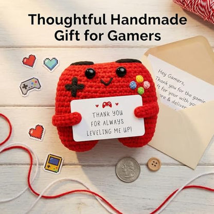 Handcrafted Crochet Game Controller, Gift for Teacher Boss Coworker, Emotional Support Decor with Inspirational Card, Positive Present for Various Occasions - style: THANK YOU