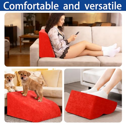 Foot Rest for Under Desk at Work, Ergonomic Under Desk Footrest with Washable Cover for Office, Home & Gaming Leg Elevation Pillow Red - color: G-red