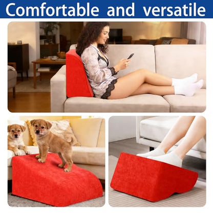 Foot Rest for Under Desk at Work, Ergonomic Under Desk Footrest with Washable Cover for Office, Home & Gaming Leg Elevation Pillow Red - color: G-red