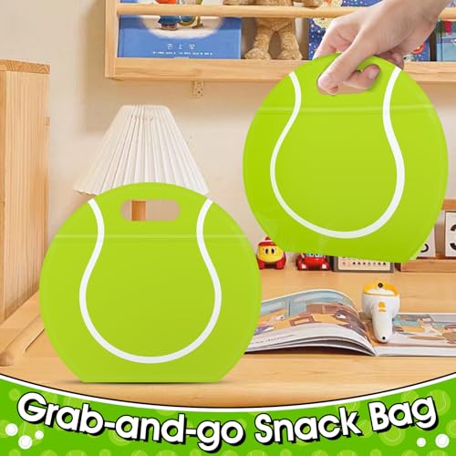 AKAIXI 24pcs 3.5Mil Thickened Tennis Gift Bags Reusable Sealed Snack Bags | with Handle Stand-up Tennis Goodie Bags for Tennis Themed Party Favors Birthday Supplies Lovers Players Coaches Gifts - color: Tennis