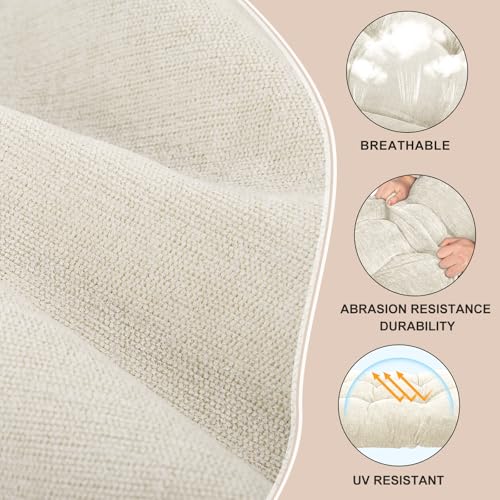 Rocking Chair Cushion - Soft Chenille Fabric Seat Pad with Tufted Design, Non-Slip Bottom and Secure Ties, for Nursery Glider, Adirondack and Indoor Rocker Chair, 44x19x4 Inch, Oyster White - color: Chenille | Oyster White