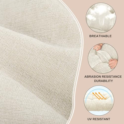 Rocking Chair Cushion - Soft Chenille Fabric Seat Pad with Tufted Design, Non-Slip Bottom and Secure Ties, for Nursery Glider, Adirondack and Indoor Rocker Chair, 44x19x4 Inch, Oyster White - color: Chenille | Oyster White