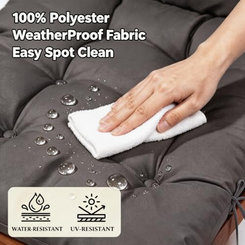 QILLOWAY Outdoor Rocking Chair Cushions Set of 2, 100% Polyester Waterproof Patio Rocking Chair Cushion, High Back Weatherproof Chair Pad for Adirondack & Outdoor Furniture, All Dark Grey - color: Dark Grey