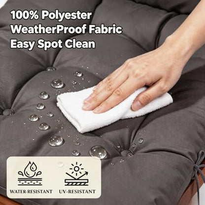 QILLOWAY Outdoor Rocking Chair Cushions Set of 2, 100% Polyester Waterproof Patio Rocking Chair Cushion, High Back Weatherproof Chair Pad for Adirondack & Outdoor Furniture, All Dark Grey - color: Dark Grey