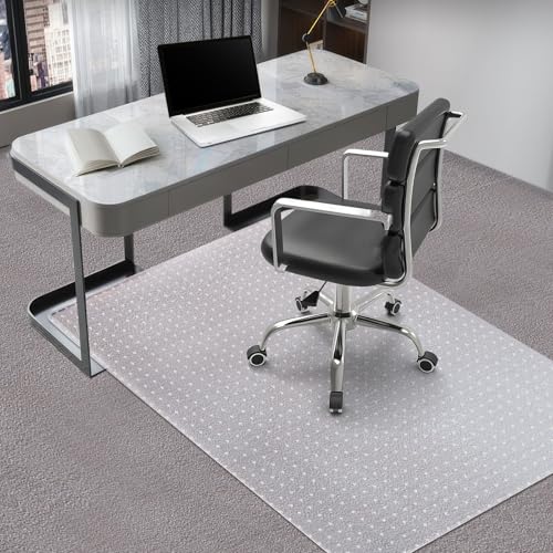 Vicwe Office Chair Mat for Carpeted Floors, 48"X36" Rectangle Desk Chair Mats with Studs for Low and No Pile Carpeted Floors, Easy Glide Computer Desk Chair Mat for Home & Offices - color: Transparent, size: 48" x 36" (for low-pile carpet)