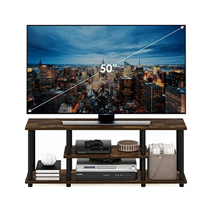 Furinno Turn-N-Tube No Tools 3D 3-Tier Entertainment Stand up to 50 inch TV, Amber Pine/Black - color: Amber Pine/Black, size: 50 inch