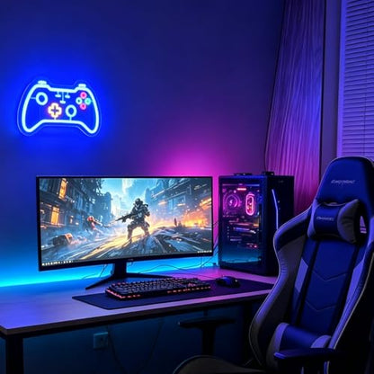 Gamer neon sign for teen boy room decor,Blue Neon Signs with USB and Dimmer switch,Gamer Neon Signs for wall decor,man cave,game room,kids,gift - size: gamer-blue