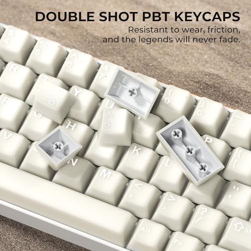 GMKWTL XVX White Jade Keycaps, Double Shot PBT Keycap Set with Cherry Profile, 121-Keys Translucent Keyboard Keycaps Compatibility with ANSI Layout MX Switches Mechanical Keyboard - color: White