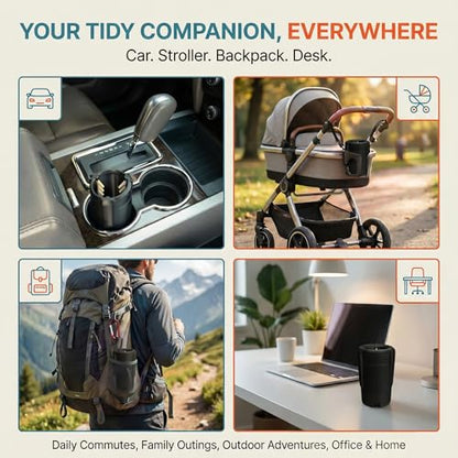 Trash Trapper Car Trash Can Cup Holder | Max Car Trash Can | Fits in Most Cupholders | 5.6" x 3.5" | Traps More & Empties Less, Patent-Pending Compaction, Holds Many Weeks Small Garbage, Black/Grey - color: Black/Grey, size: Max