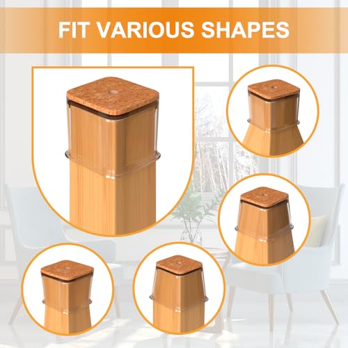 24 Pcs Chair Leg Floor Protectors for Hardwood Floors Square Silicone Covers to Protect Wood Tile Floors Felt Pads Furniture Leg Caps Anti-Scratch Reduce Noise (Fit:3/4" to 1") - color: Clear-24pcs, size: Square S