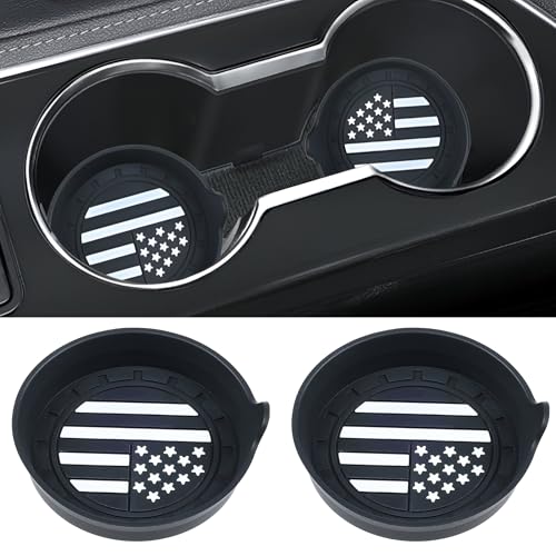 Amooca Car Cup Coaster Universal Non-Slip Silicone Cup Holder Insert Car Interior Accessories for Drink American Flag US Flag 2 Pack Black - color: Black American Flag, size: 2 Pack