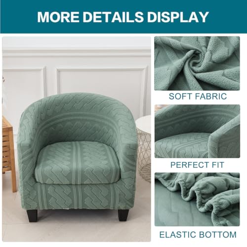 KRFOONN Club Chair Slipcover 2 Piece Stretch Jacquard Round Barrel Chair Covers Removable Tub Chair Slipcover with Elastic Bottom Chair Coverings Furniture Protector Cover for Living Room, T4 - color: Color T4