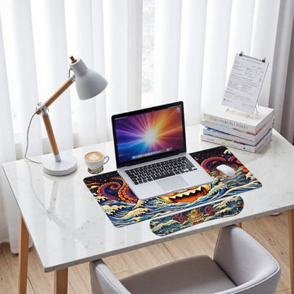 Ramen Desk Mat Set Funny Octopus Japanese Cartoon Large Mouse Pad with Wrist Rest 4in1 Desk Mat for Desktop Ergonomic Keyboard Wrist Support Anti-Slip Computer Ergonomic Mouse Pad Home Office Gaming - color: Ramen