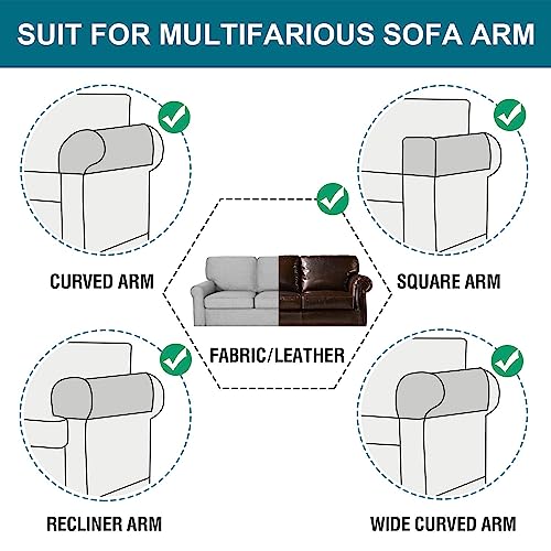 Turquoize 2 Pack Waterproof Armrest Covers for Chairs and Sofas Couch Arm Covers for Sofa Armrest Covers with Side Pocket Anti-Slip Furniture Protector Washable Armrest Slipcovers Set of 2, Gray - color: Single Diamond- Gray