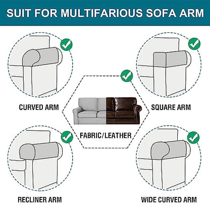 Turquoize 2 Pack Waterproof Armrest Covers for Chairs and Sofas Couch Arm Covers for Sofa Armrest Covers with Side Pocket Anti-Slip Furniture Protector Washable Armrest Slipcovers Set of 2, Gray - color: Single Diamond- Gray