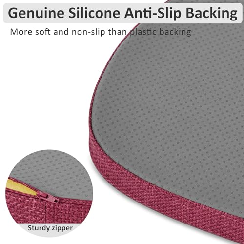 Shinnwa Dining Chair Cushions Set of 6, High-Resilience Foam Windsor Seat Pads, Kitchen Chair Cushions with Ties & Textured Cover, 6 Pack, 16.5 x 15.5 x 2, Dark Red - color: Dark Red, size: 6 Count (Pack of 1)