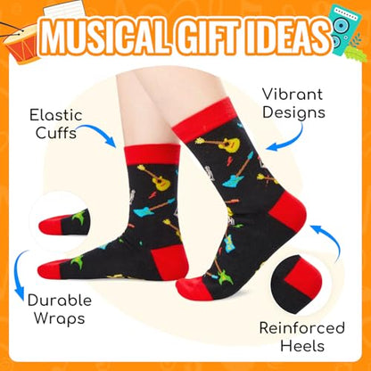 HAPPYPOP Music Gifts for Music Lovers - Guitar Saxophone Violin Socks for Musicians Players - color: Socks Out Rock Out