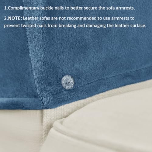 Velvet Armrest Covers for Chairs and Sofas Soft Stretch Couch Arm Cover Set of 2 Non Slip Sofa Armrest Slipcover Furniture Protector for Sofa, Couch, Armchair, Recliner, Blue - color: Blue