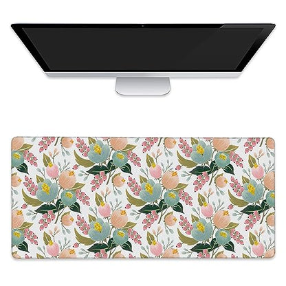 Large Mouse Pad Spring Flowers Extended Gaming Mouse Pad Desk Mat Stitched Edges Mousepad Non-Slip Rubber Base Keyboard Pad for Laptop Computer PC 35.4 x 15.7 inches - color: Spring Flowers